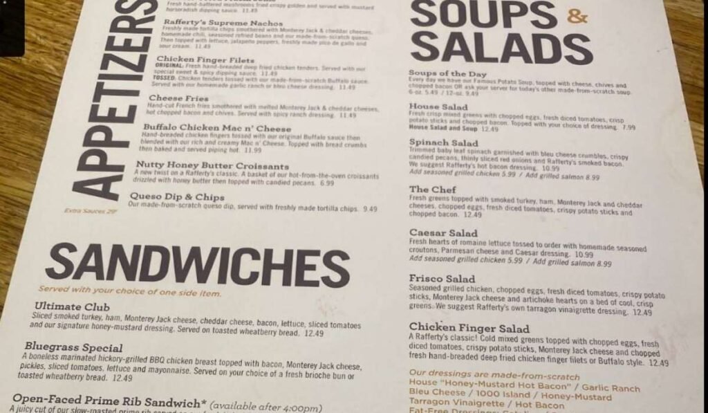 rafferty's menu